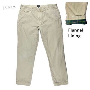 J. Crew The Sutton Men’s 36x30 Flannel Linned‎ Khaki Chino Pants Winter Warm